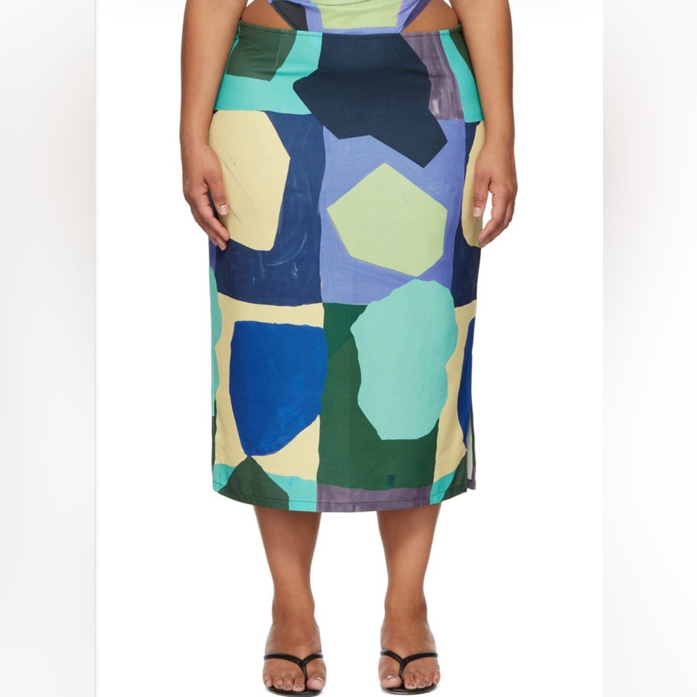 NWT Miaou x Paloma Elsesser Moni Midi Skirt in Abstraction